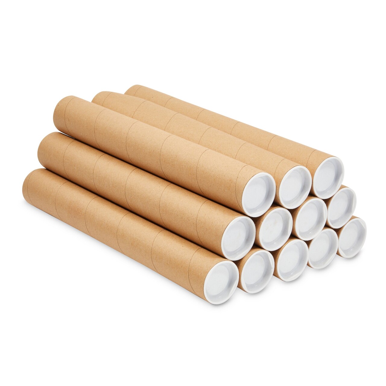 12-Pack Mailing Tubes with Caps, 2x15-Inch Kraft Paper Poster Tube